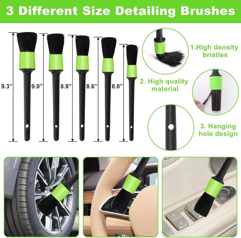 Viewsun Green Windshield Cleaner Tool, 17Pcs Car Interior Cleaning Kit, Detailing Kit Interior Cleaner, Car Detailing Brushes, Cleaning Gel, Inside Cleaning Accessories for Trucks, SUVs, RVs Window - Image 4